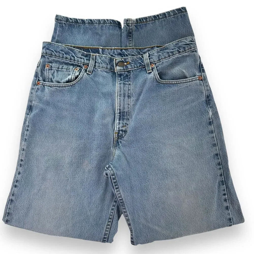 Vtg 90s Levis Jeans 550 Relaxed Fit Cotton Light Wash Blue Denim Mens W36 L34